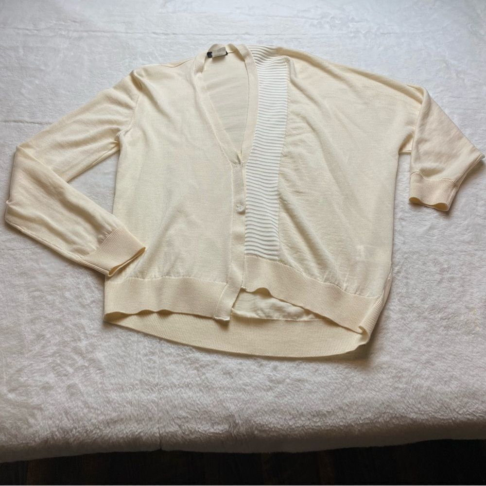 Crea Concepts Cream Asymmetrical Cardigan Size 38